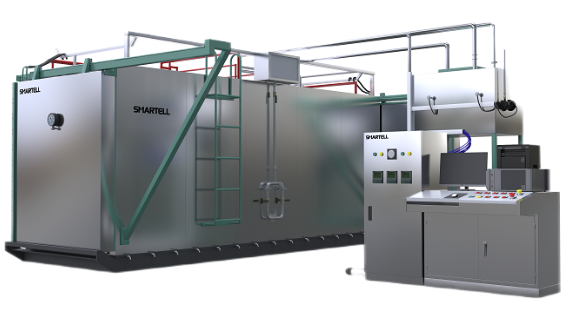 Sistema integrado de produção de seringas com capacidade de esterilização em grande escala