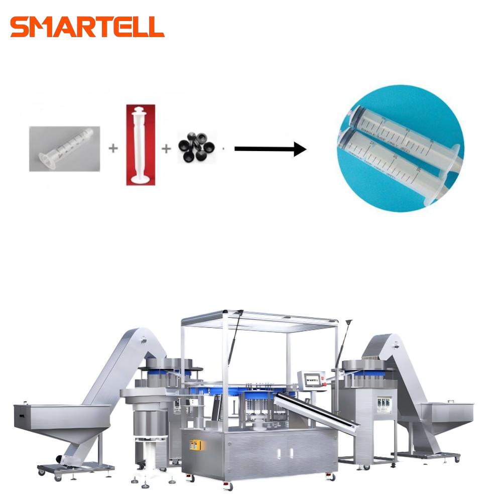 Linha abrangente de montagem de cilindro de seringa, êmbolo e gaxeta