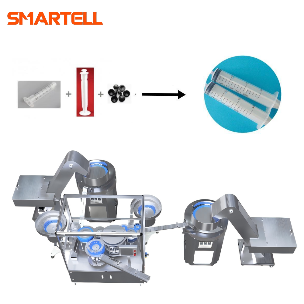 Linha abrangente de montagem de cilindro de seringa, êmbolo e gaxeta