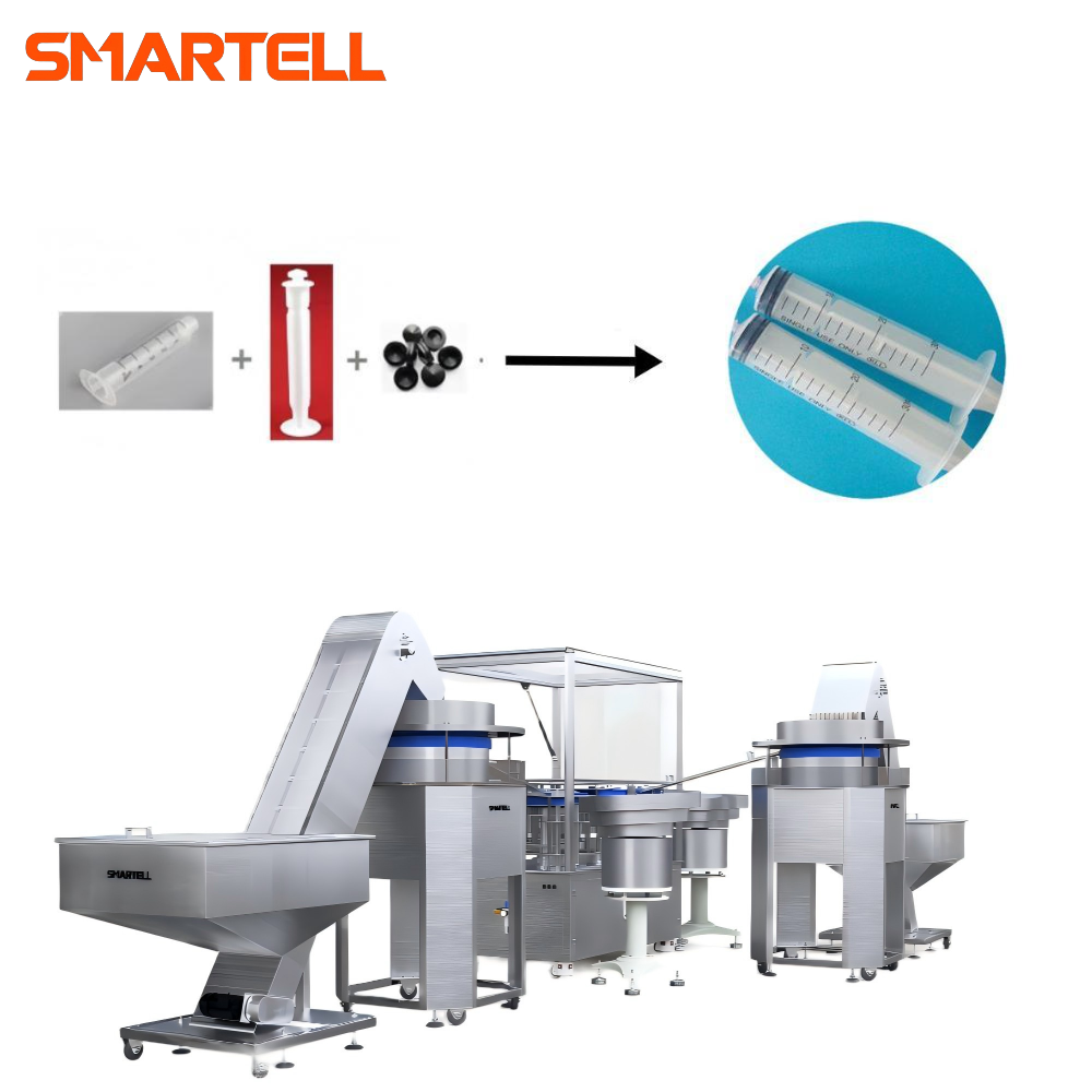 Linha abrangente de montagem de cilindro de seringa, êmbolo e gaxeta