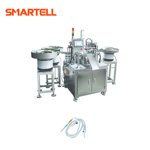 Máquina de montagem de conector de látex com aplicação automática de cola