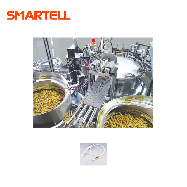 Máquina de montagem de conector de látex totalmente automática para conjunto de infusão