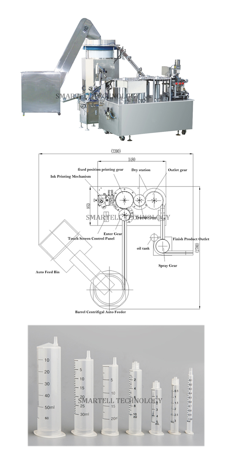 Máquina de tampografia automática SMARTELL para seringas de vacinas