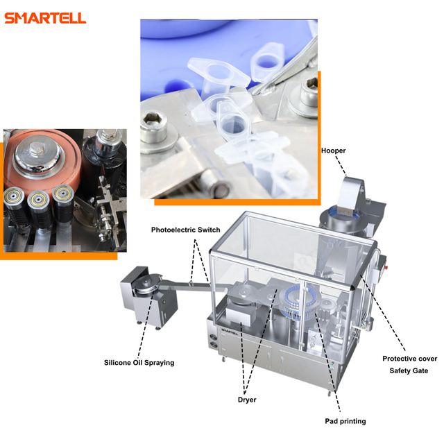 Máquina de impressão de almofada totalmente automática com tambor de seringa médica 1ml