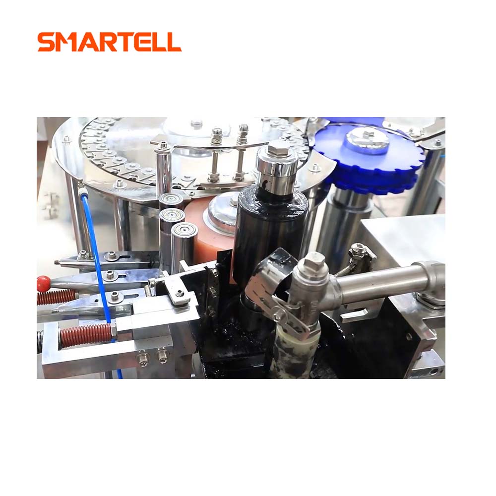 Máquina de tampografia automática SMARTELL para impressão em escala de barril de seringa, uso em linha de produção