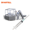Máquina automática de impressão de barril de seringa com funil centrífugo e esterilização de óleo de silicone